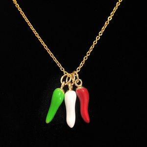 Italian Horn Necklace Triple Cornicello Protection